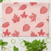 Herfstbladeren - koraal oranje en roze theedoek (Gevouwen)