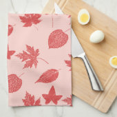 Herfstbladeren - koraal oranje en roze theedoek (Quarter Fold)
