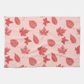 Herfstbladeren - koraal oranje en roze theedoek (Horizontaal)