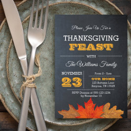 Herfstbladeren & krijtbord Thanksgiving Kaart