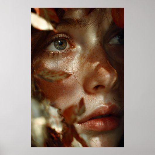 Herfstbladeren Kroon Gesprokkelde Portret Poster (Voorkant)