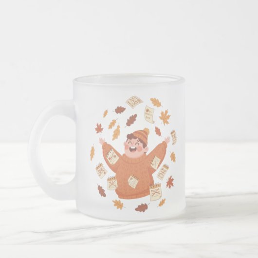 Herfstbladeren Kunst | Speelse Herfst Ontwerp Matglas Koffiemok (Links)