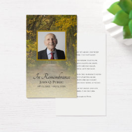 Herfstbladeren Laan Funeral Memorial Gebed Visitekaartje