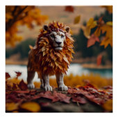 Herfstbladeren Leeuw Perfect Poster (Voorkant)