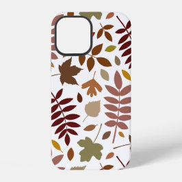 Herfstbladeren Lg-patroon Herfstkleuren op wit iPhone 12 Hoesje