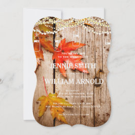 Herfstbladeren & Lichtjes Mason Potten Rustieke Br Kaart