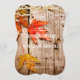 Herfstbladeren & Lichtjes Mason Potten Rustieke Br Kaart