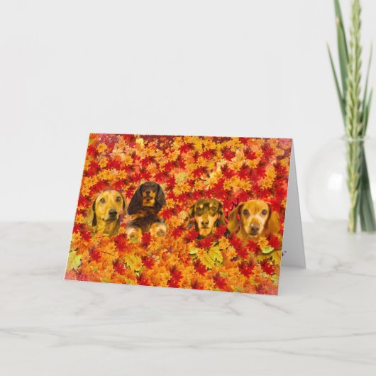 Herfstbladeren & Little Doxies Kaart (Voorkant)