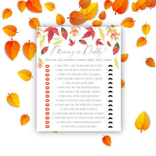 Herfstbladeren - mama of papa baby shower spel