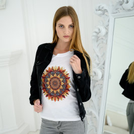 Herfstbladeren Mandala T-shirt 2025 – Artistiek T-