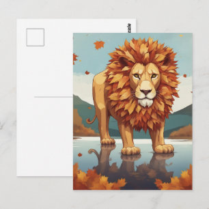 Herfstbladeren Mannelijke Leeuw Briefkaart