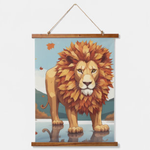 Herfstbladeren Mannelijke Leeuw Hangend Wandkleed