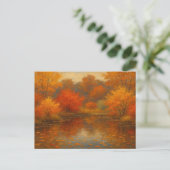  herfstbladeren Maple Oranje rode tuinvijver Briefkaart (Staand voorkant)