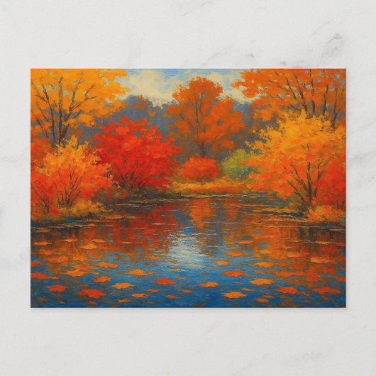  herfstbladeren Maple Oranje rode tuinvijver Briefkaart (Voorkant)