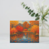  herfstbladeren Maple Oranje rode tuinvijver Briefkaart (Staand voorkant)