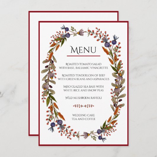 Herfstbladeren Menu Kaart (Voorkant / Achterkant)