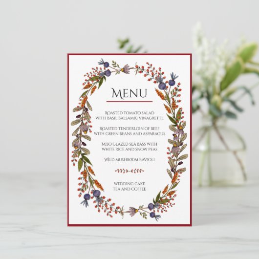 Herfstbladeren Menu Kaart (Staand voorkant)