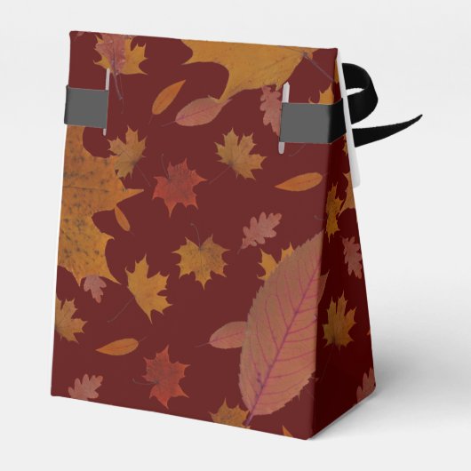 Herfstbladeren met aangepaste kleur en tekst bedankdoosjes (Achterkant)