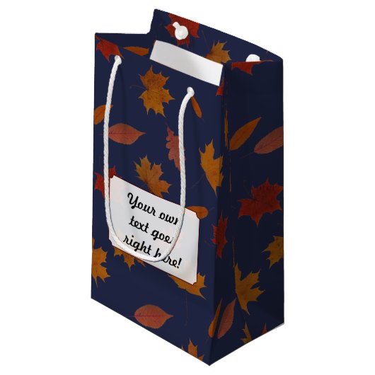 Herfstbladeren met aangepaste kleur en tekst klein cadeauzakje (Voorkant Gekanteld)