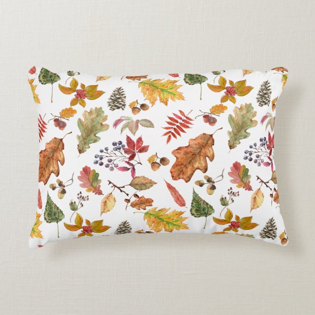 Herfstbladeren met eikel en wilde bessen naadloos accent kussen (Voorkant)