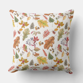 Herfstbladeren met eikel en wilde bessen naadloos buitenkussen