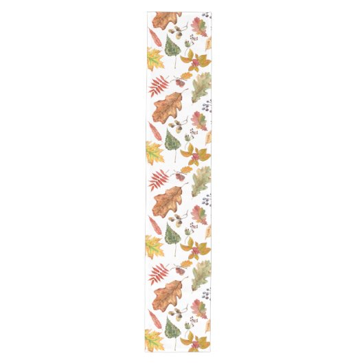 Herfstbladeren met eikel en wilde bessen naadloos medium tafelloper (Voorkant)