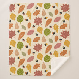 Herfstbladeren met eikels in terracotta bruin sherpa deken