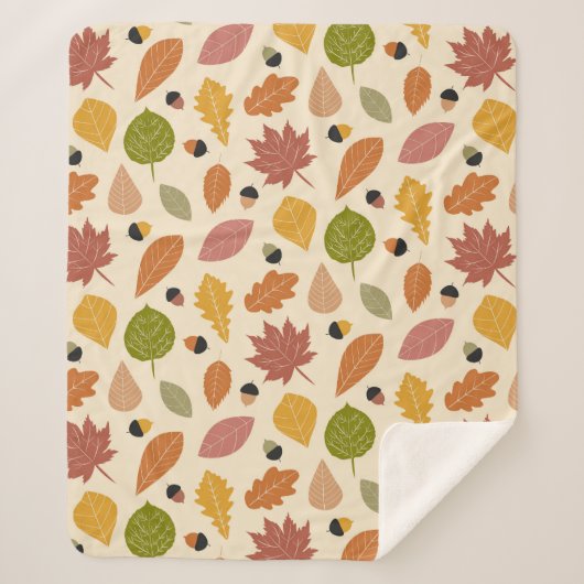 Herfstbladeren met eikels in terracotta bruin sherpa deken (Voorkant)