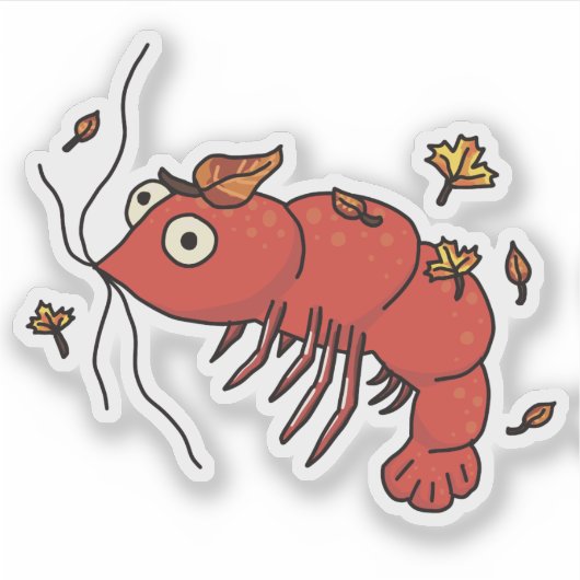 Herfstbladeren met garnalen Sticker (Voorkant)