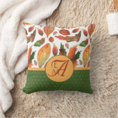 Herfstbladeren met monogram Oranje Groene Decorati Kussen (Deken)