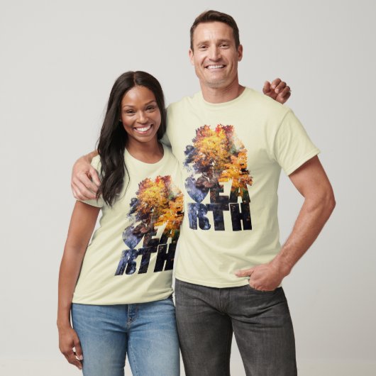 Herfstbladeren met rivier t-shirt (Unisex)