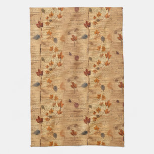 Herfstbladeren met textuur van oud papier theedoek