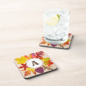 Herfstbladeren monogram bier onderzetter (Rechterzijde)