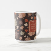 Herfstbladeren Monogram Dankbaar Gezegend Koffiemok (Voorkant rechts)