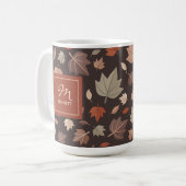 Herfstbladeren Monogram Dankbaar Gezegend Koffiemok (Voorkant links)