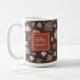 Herfstbladeren Monogram Dankbaar Gezegend Koffiemok
