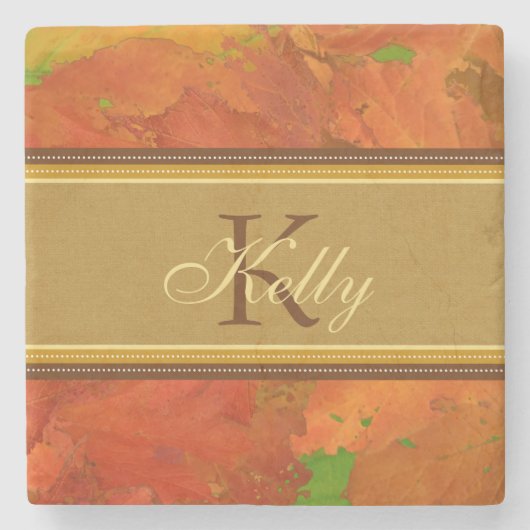 Herfstbladeren monogram Onderzetter (Voorkant)