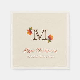 Herfstbladeren Monogram Thanksgiving Diner Papier Servet