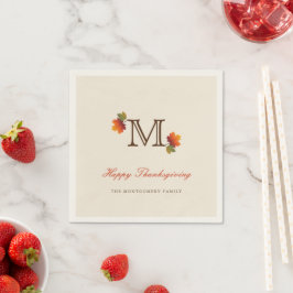 Herfstbladeren Monogram Thanksgiving Diner Papier Servet