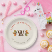 Herfstbladeren Monogram Thanksgiving Diners Papieren Bordje (Feest)