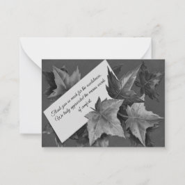 Herfstbladeren na begrafenis bedankkaarten notitiekaartje