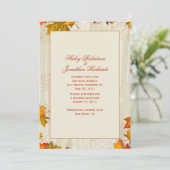 Herfstbladeren na huwelijksfeest kaart (Staand voorkant)