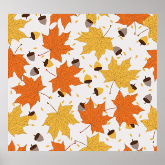 Herfstbladeren, naadloos design. poster