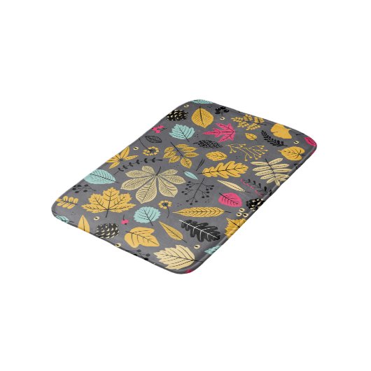 Herfstbladeren: naadloos donker patroon badmat (Gekanteld)