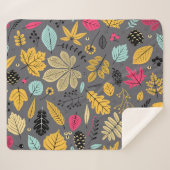 Herfstbladeren: naadloos donker patroon sherpa deken (Voorkant (horizontaal))