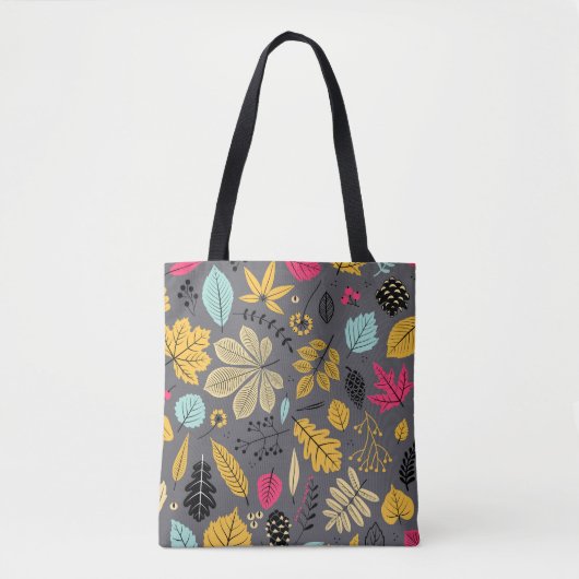 Herfstbladeren: naadloos donker patroon tote bag (Voorkant)