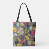 Herfstbladeren: naadloos donker patroon tote bag (Achterkant)