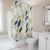 Herfstbladeren: naadloze blauwe achtergrond douchegordijn (In situ)