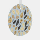 Herfstbladeren: naadloze blauwe achtergrond glas ornament (Voorkant Rechts)