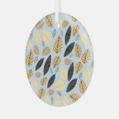 Herfstbladeren: naadloze blauwe achtergrond glas ornament (Voorkant links)